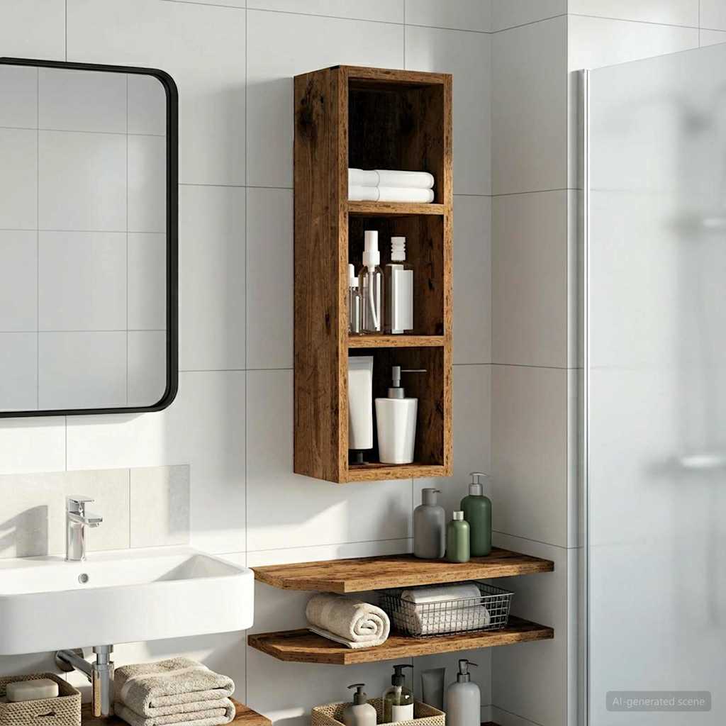 Bathroom Wall Cabinet Old Wood 20 x 16 x 62.5 cm