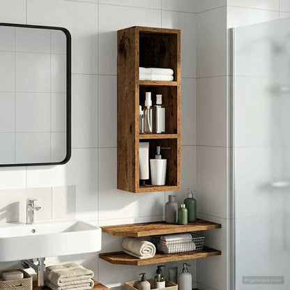 Bathroom Wall Cabinet Old Wood 20 x 16 x 62.5 cm