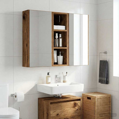 Bathroom Wall Cabinet Old Wood 20 x 16 x 62.5 cm