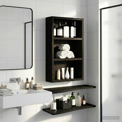 Bathroom Wall Cabinet Black Oak 30 x 10 x 50 cm Engineered wood