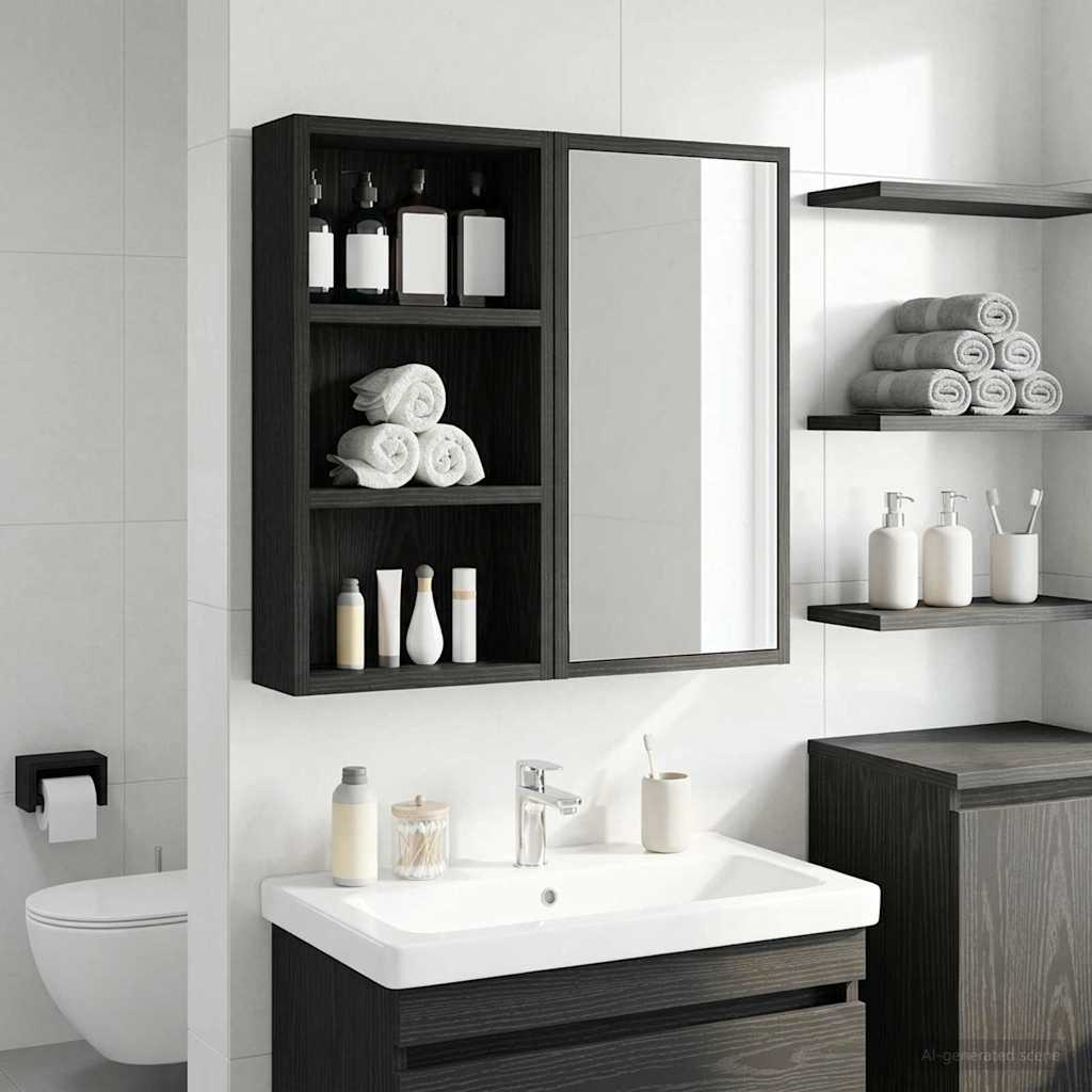 Bathroom Wall Cabinet Black Oak 30 x 10 x 50 cm Engineered wood