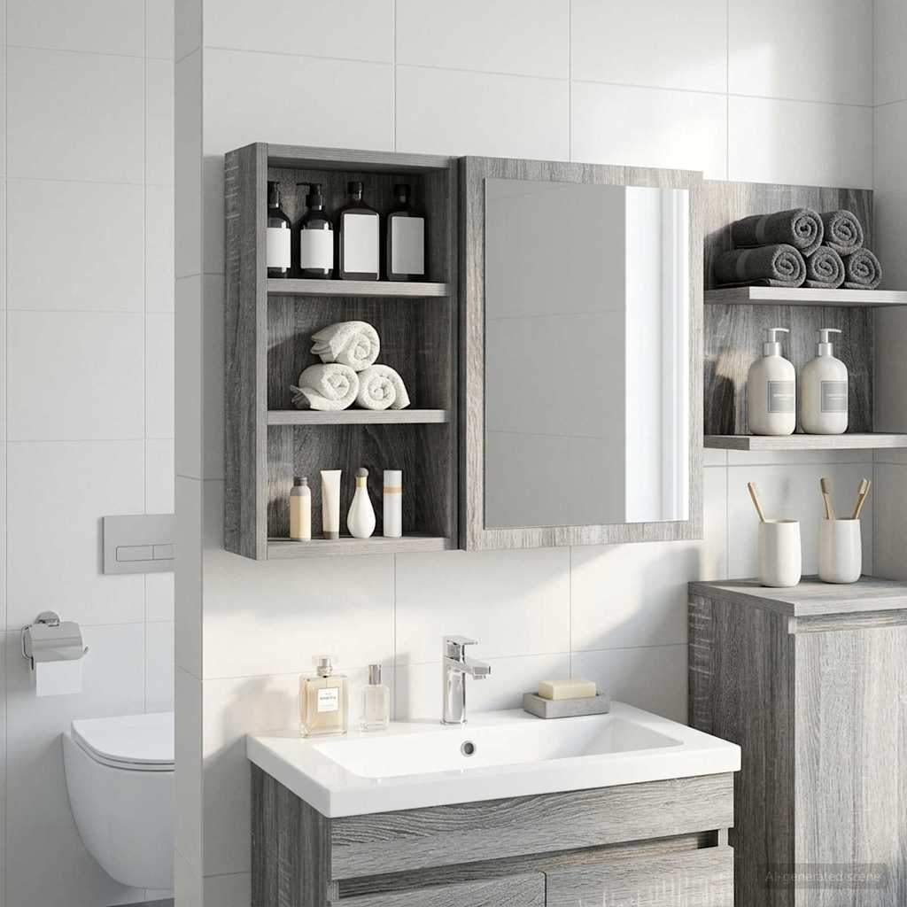 Bathroom Wall Cabinet Grey Sonoma 30 x 10 x 50 cm