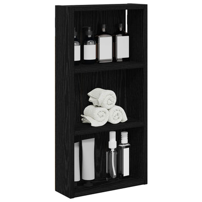 Bathroom Wall Cabinet with Shelf Black Oak 30 x 10 x 60.5 cm