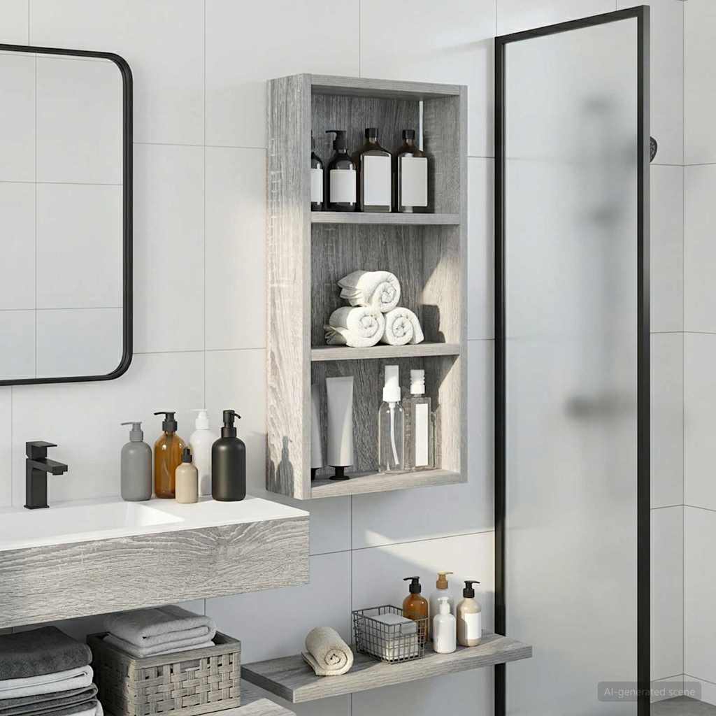 Bathroom Wall Cabinet with Shelf Grey Sonoma 30 x 10 x 60.5 cm