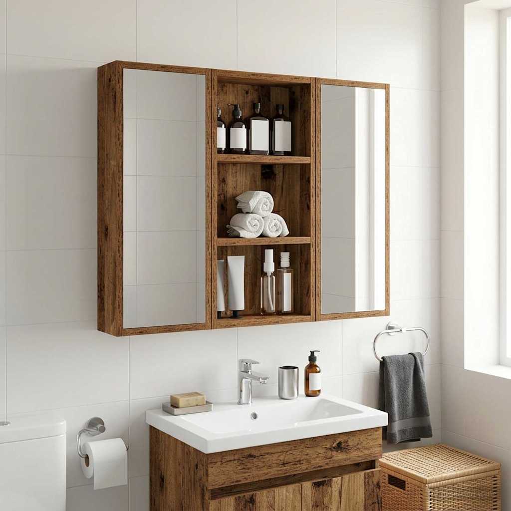 Bathroom Wall Cabinet with Shelf Old Wood 30 x 10 x 60.5 cm