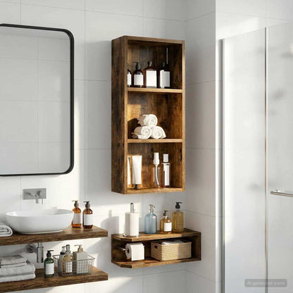 Bathroom Wall Cabinet with Shelf Smoked Oak 30 x 14 x 70 cm