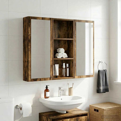 Bathroom Wall Cabinet with Shelf Smoked Oak 30 x 14 x 70 cm