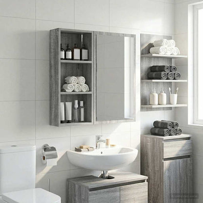 Bathroom Wall Cabinet with Shelf Grey Sonoma 30 x 14 x 70 cm
