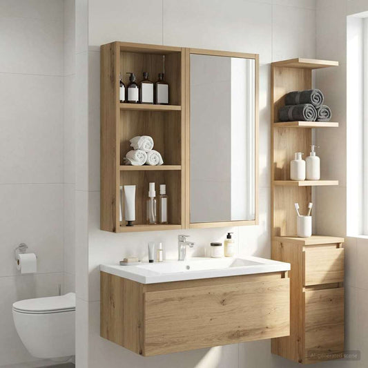 Bathroom Wall Cabinet Artisan Oak 30 x 14 x 70 cm