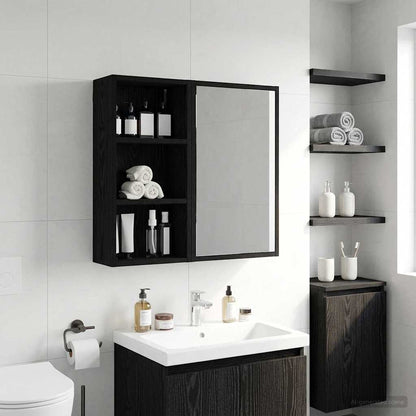 Bathroom Wall Cabinet with Shelf Black Oak 30 x 16 x 62.5 cm