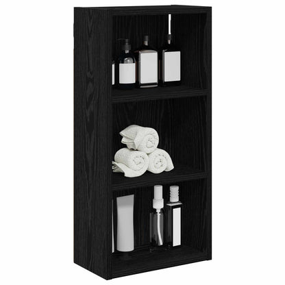 Bathroom Wall Cabinet with Shelf Black Oak 30 x 16 x 62.5 cm