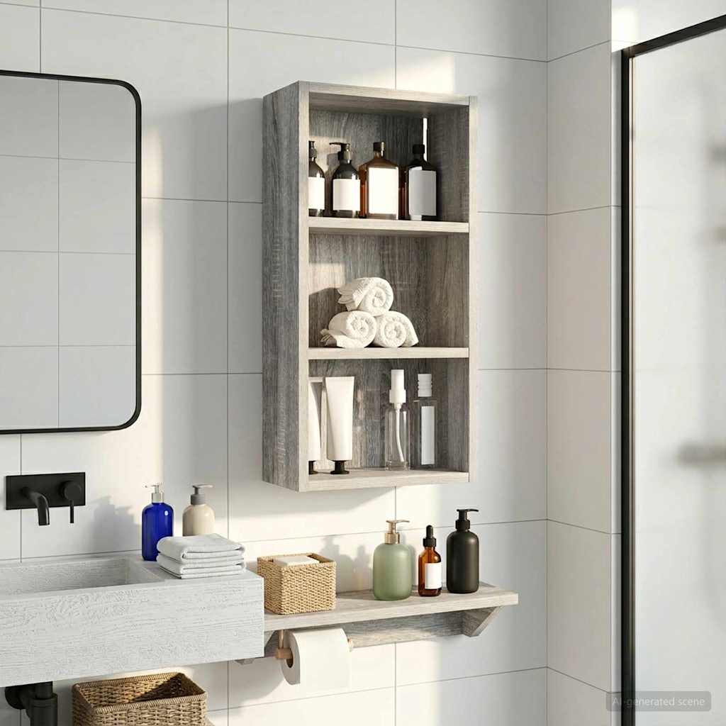 Bathroom Wall Cabinet with Shelf Grey Sonoma 30 x 16 x 62.5 cm