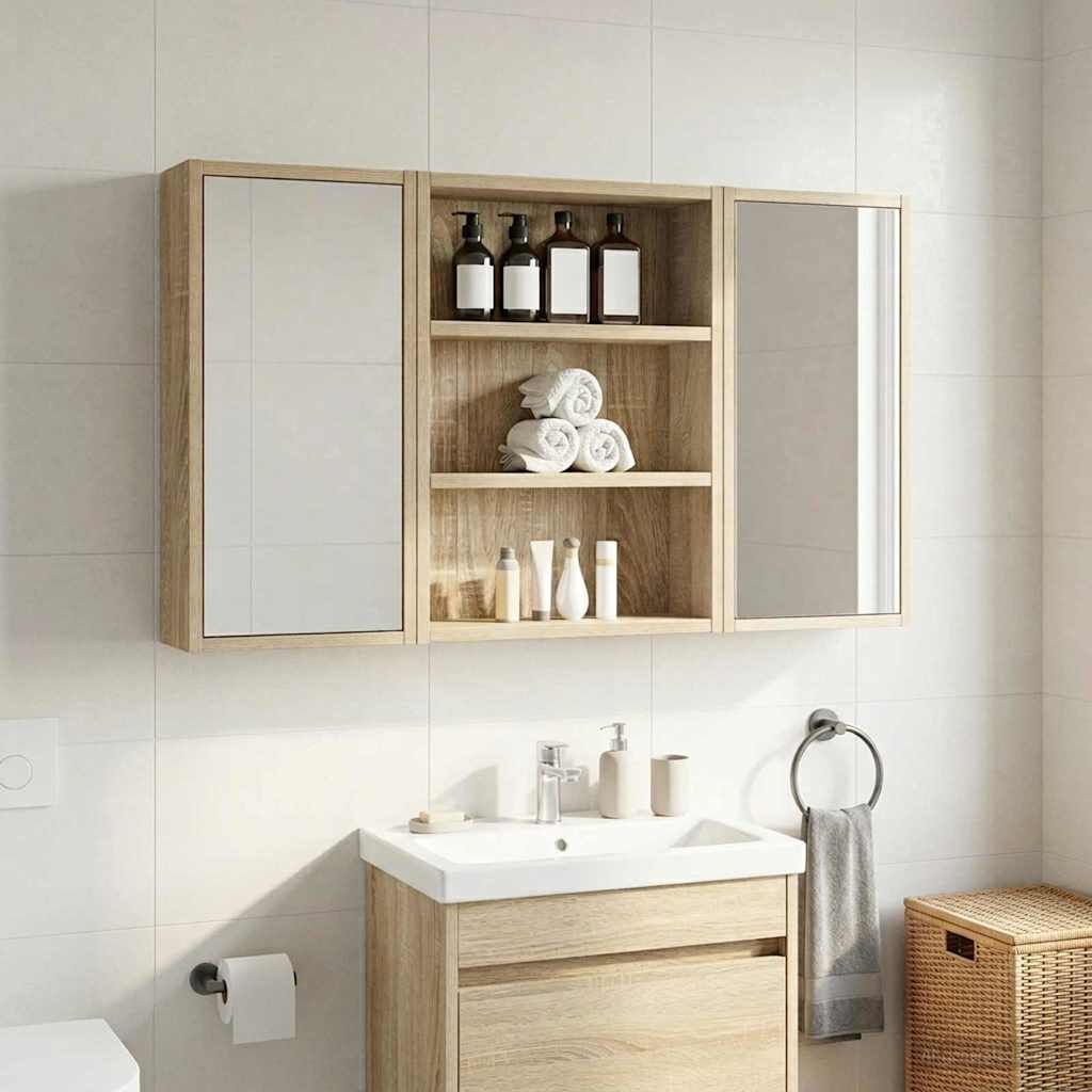 Bathroom Wall Cabinet with Shelf Sonoma Oak 40 x 10 x 50 cm