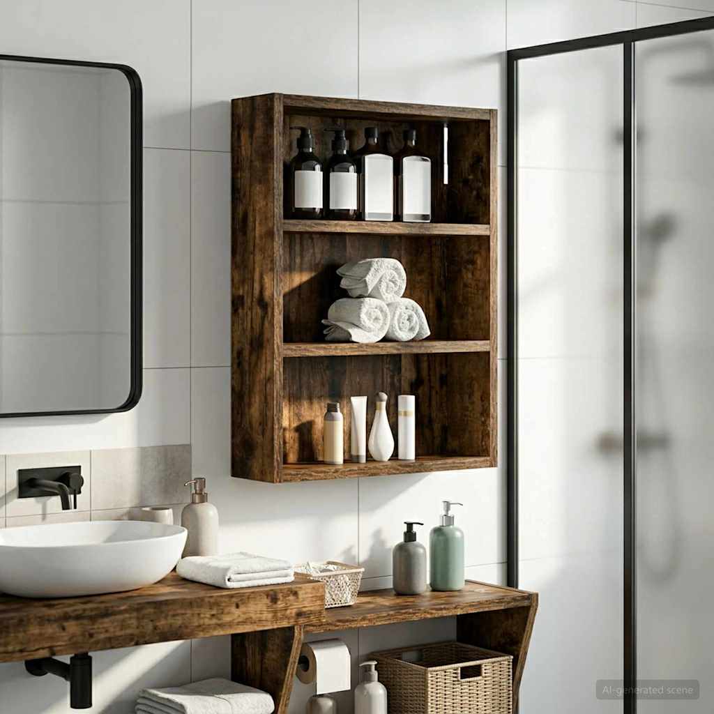 Bathroom Wall Cabinet with Shelf Smoked Oak 40 x 10 x 50 cm