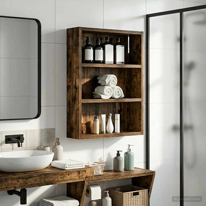 Bathroom Wall Cabinet with Shelf Smoked Oak 40 x 10 x 50 cm