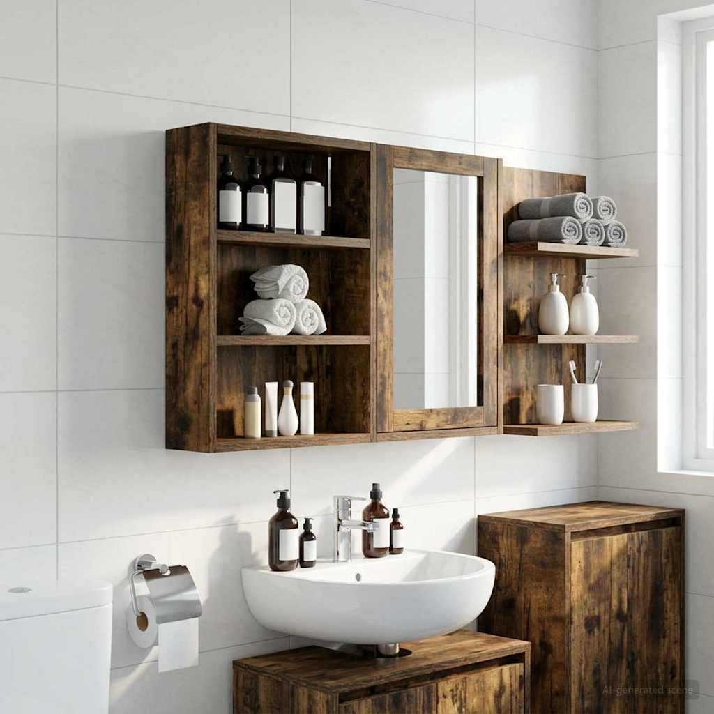 Bathroom Wall Cabinet with Shelf Smoked Oak 40 x 10 x 50 cm