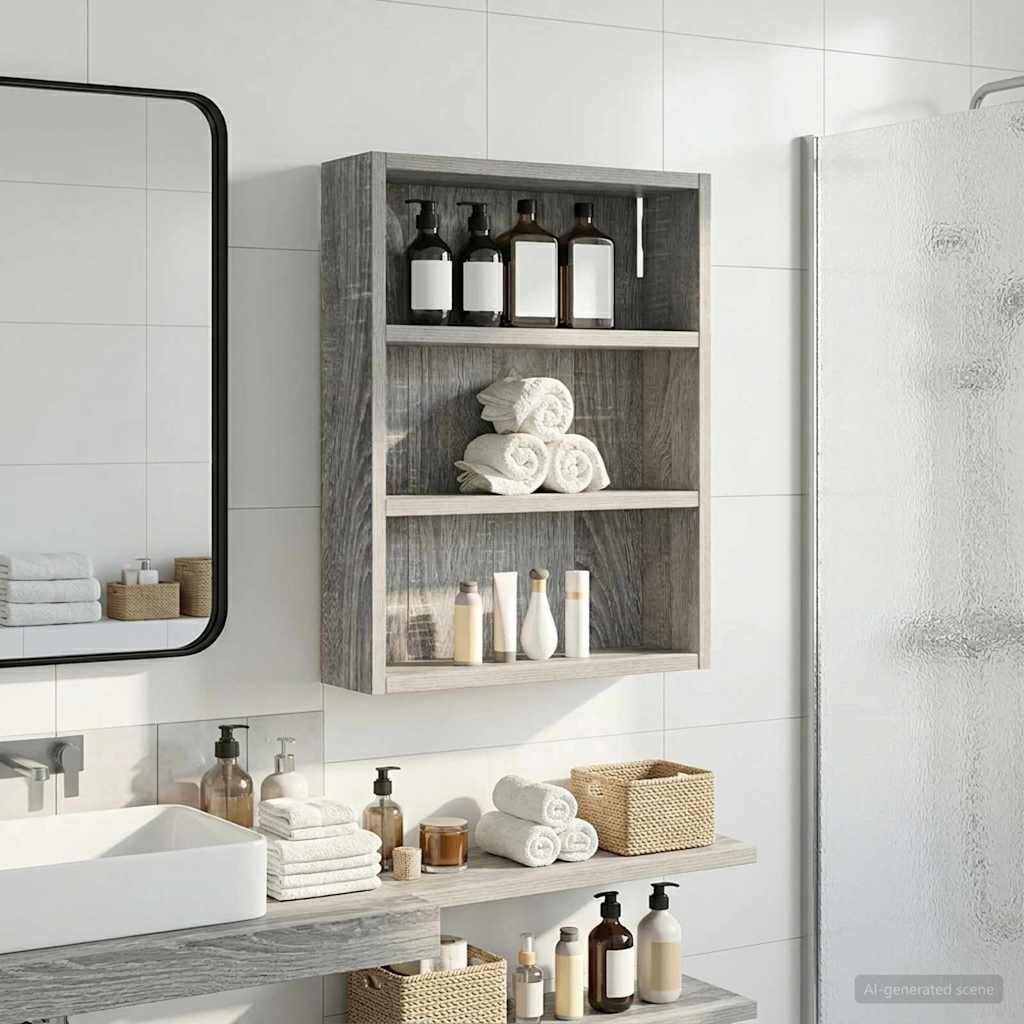 Bathroom Wall Cabinet with Shelf Grey Sonoma 40 x 10 x 50 cm