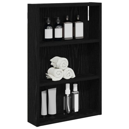 Bathroom Wall Cabinet with Shelf Black Oak 40 x 10 x 60.5 cm