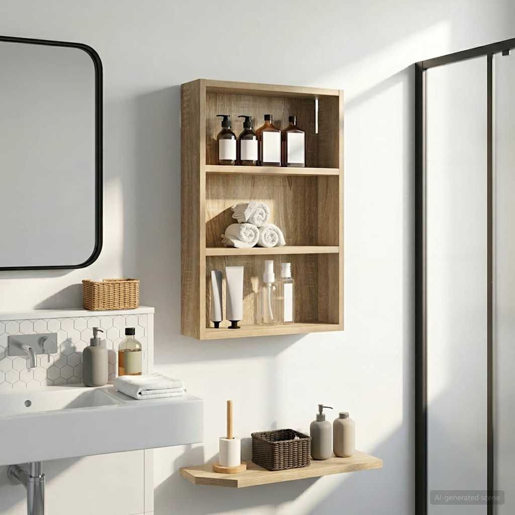 Bathroom Wall Cabinet with Shelf Sonoma Oak 40 x 10 x 60.5 cm