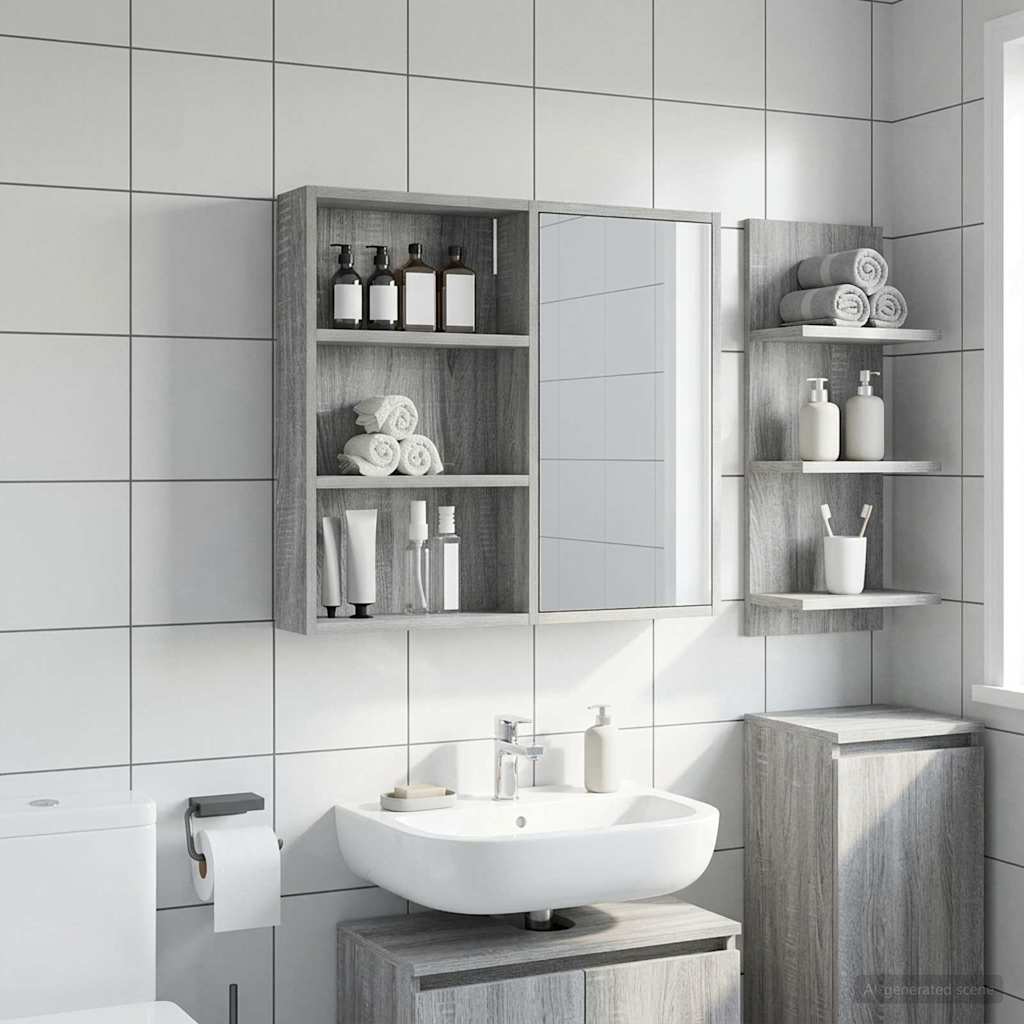 Bathroom Wall Cabinet with Shelf Grey Sonoma 40 x 10 x 60.5 cm