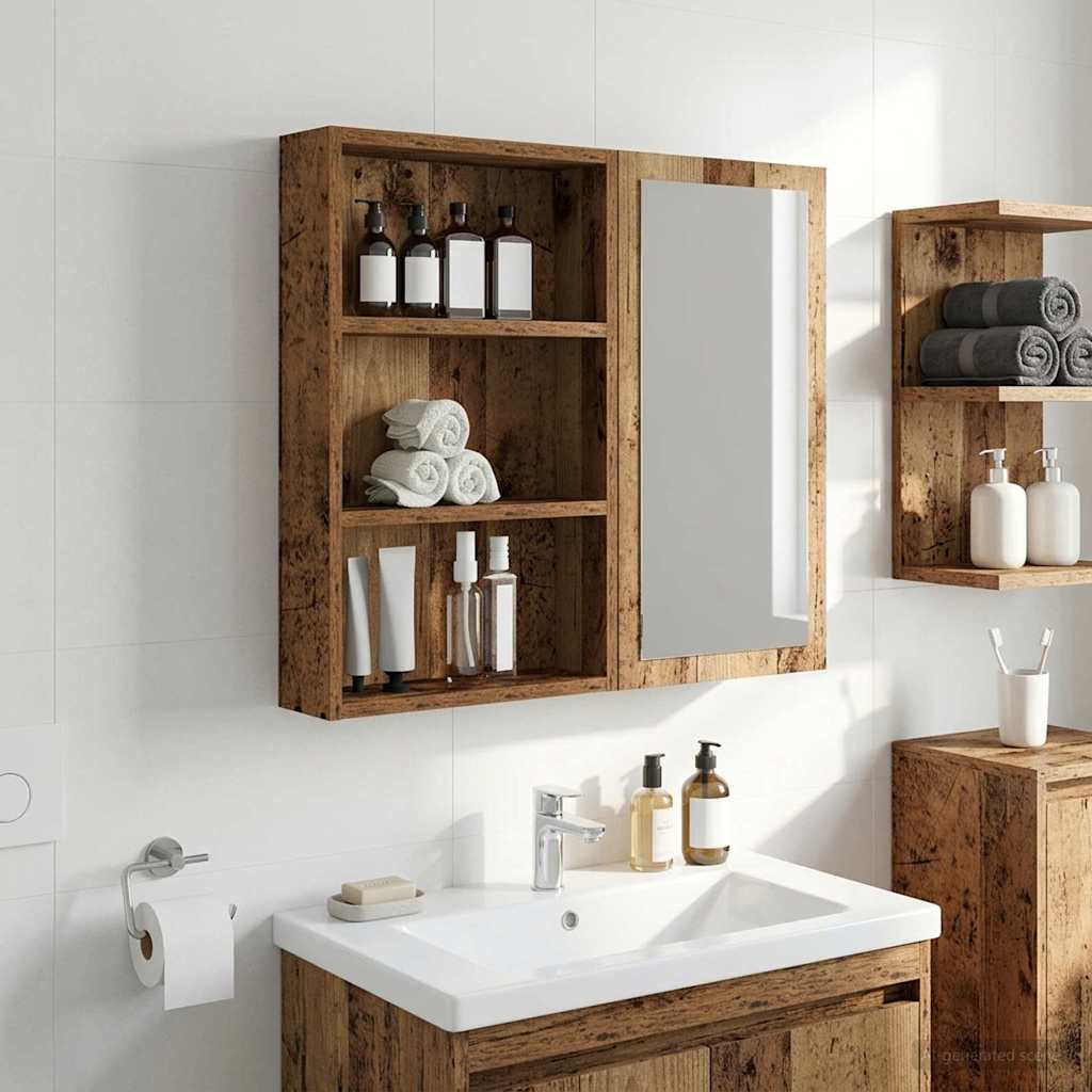 Bathroom Wall Cabinet with Shelf Old Wood 40 x 10 x 60.5 cm