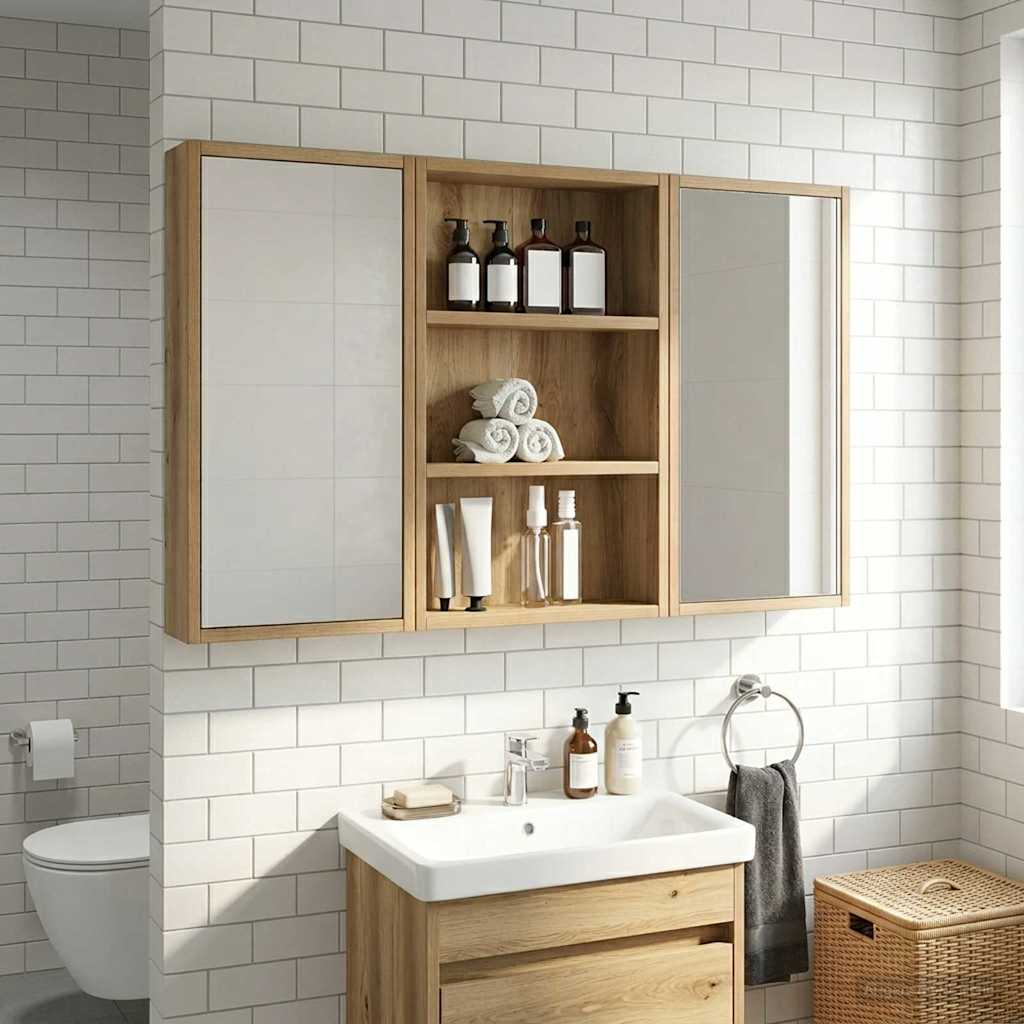 Bathroom Wall Cabinet with Shelf Artisian Oak 40 x 10 x 60.5 cm