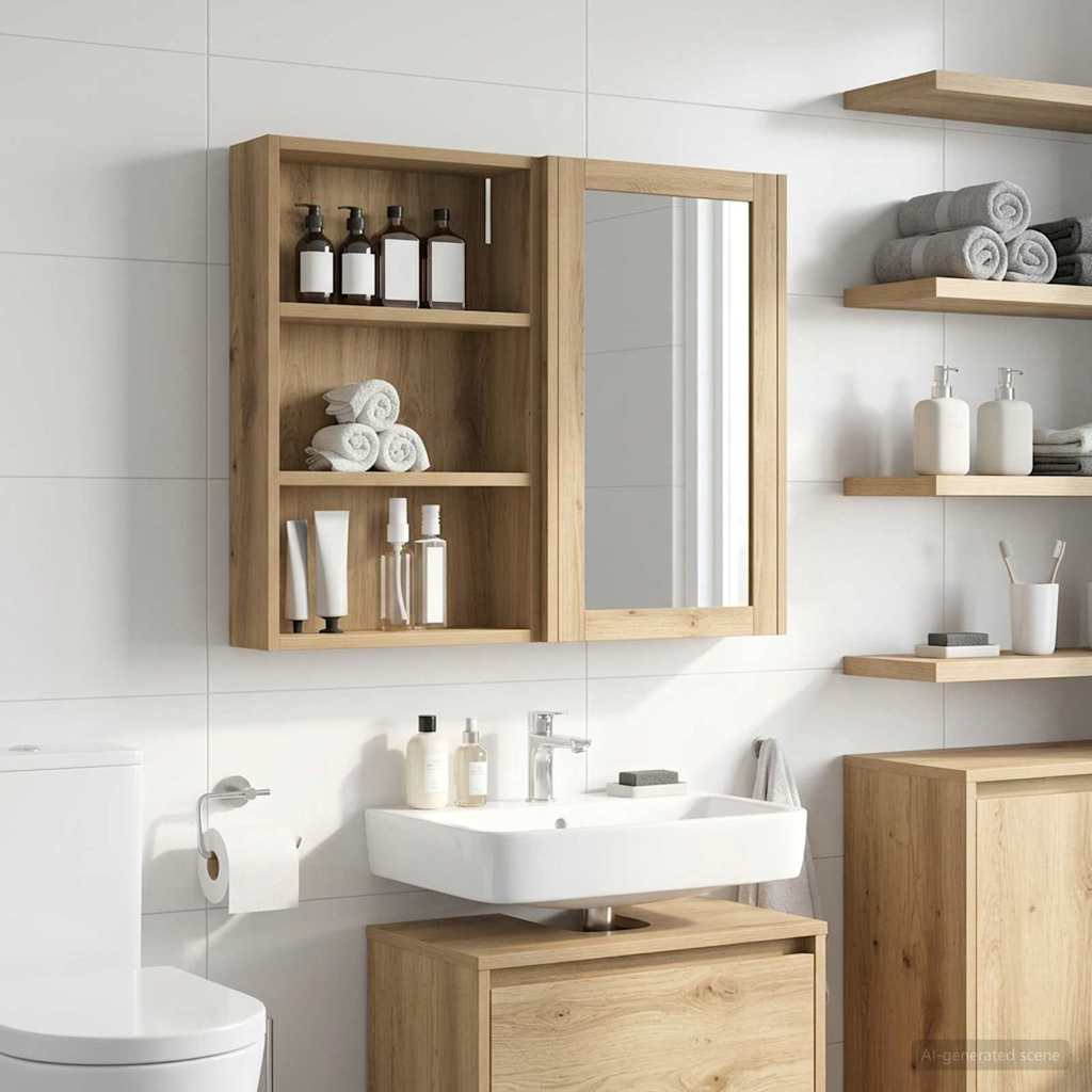 Bathroom Wall Cabinet with Shelf Artisian Oak 40 x 10 x 60.5 cm