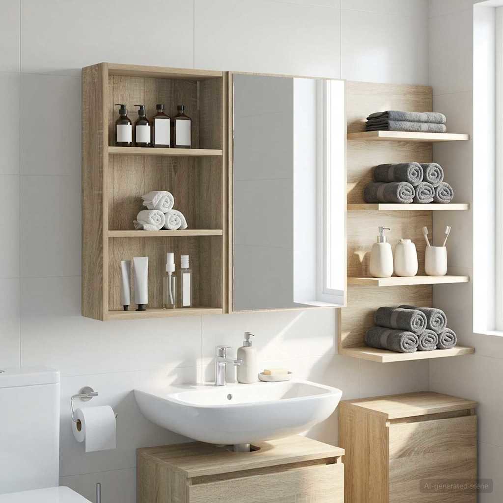 Bathroom Wall Cabinet with Shelf Sonoma Oak 40 x 14 x 70 cm
