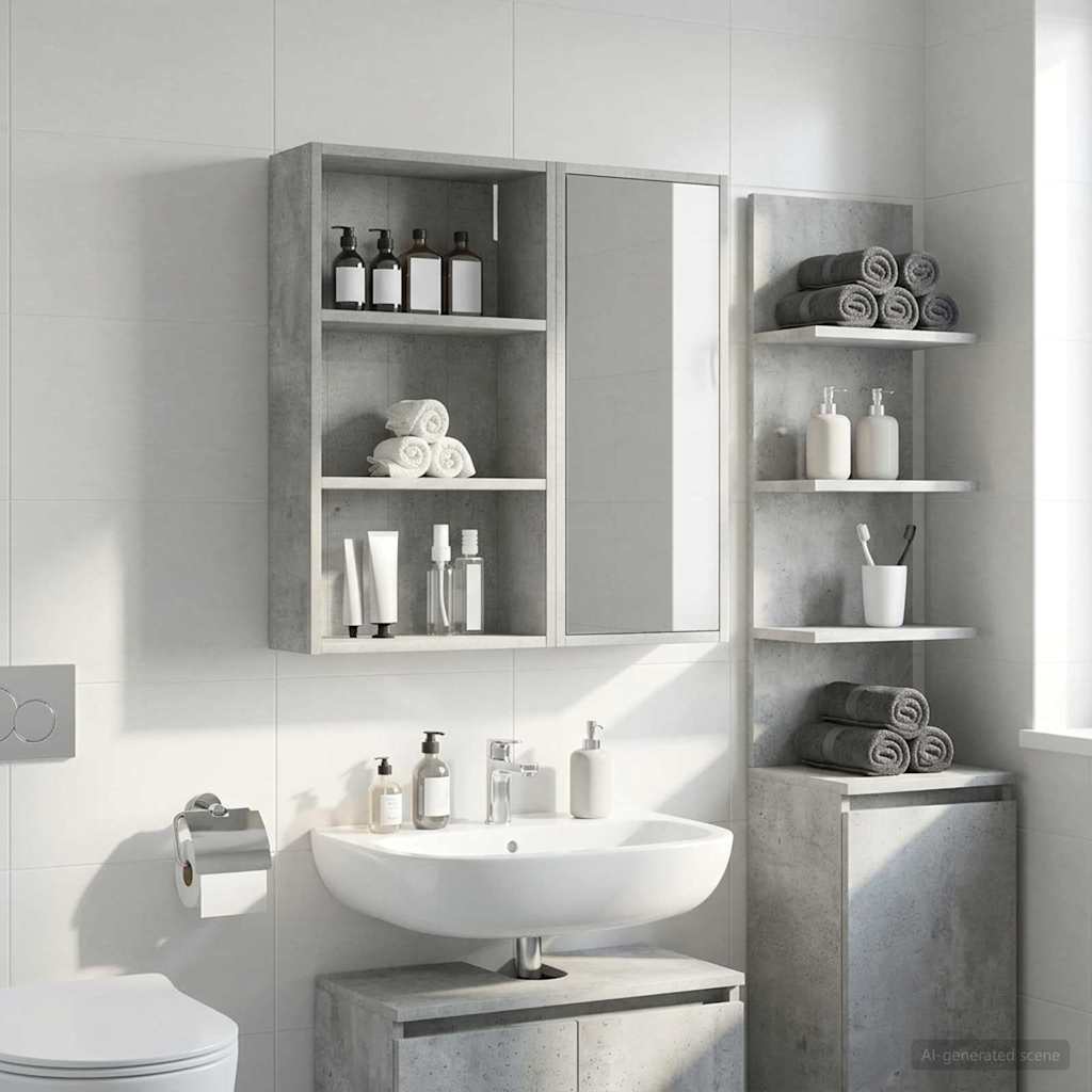 Bathroom Wall Cabinet with Shelf Concrete Grey 40 x 14 x 70 cm
