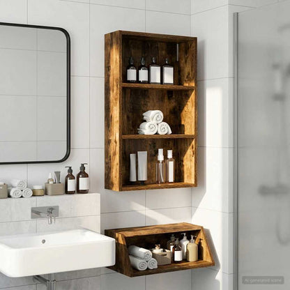 Bathroom Wall Cabinet with Shelf Smoked Oak 40 x 14 x 70 cm