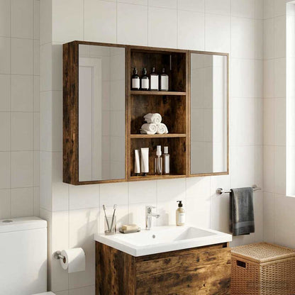 Bathroom Wall Cabinet with Shelf Smoked Oak 40 x 14 x 70 cm