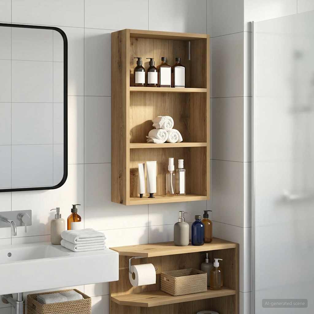Bathroom Wall Cabinet with Shelf Artisian Oak 40 x 14 x 70 cm