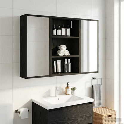 Bathroom Wall Cabinet with Shelf Black Oak 40 x 16 x 62.5 cm