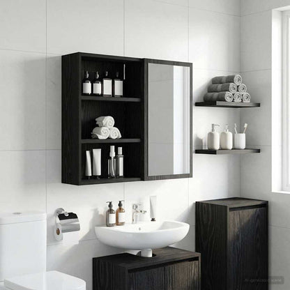 Bathroom Wall Cabinet with Shelf Black Oak 40 x 16 x 62.5 cm