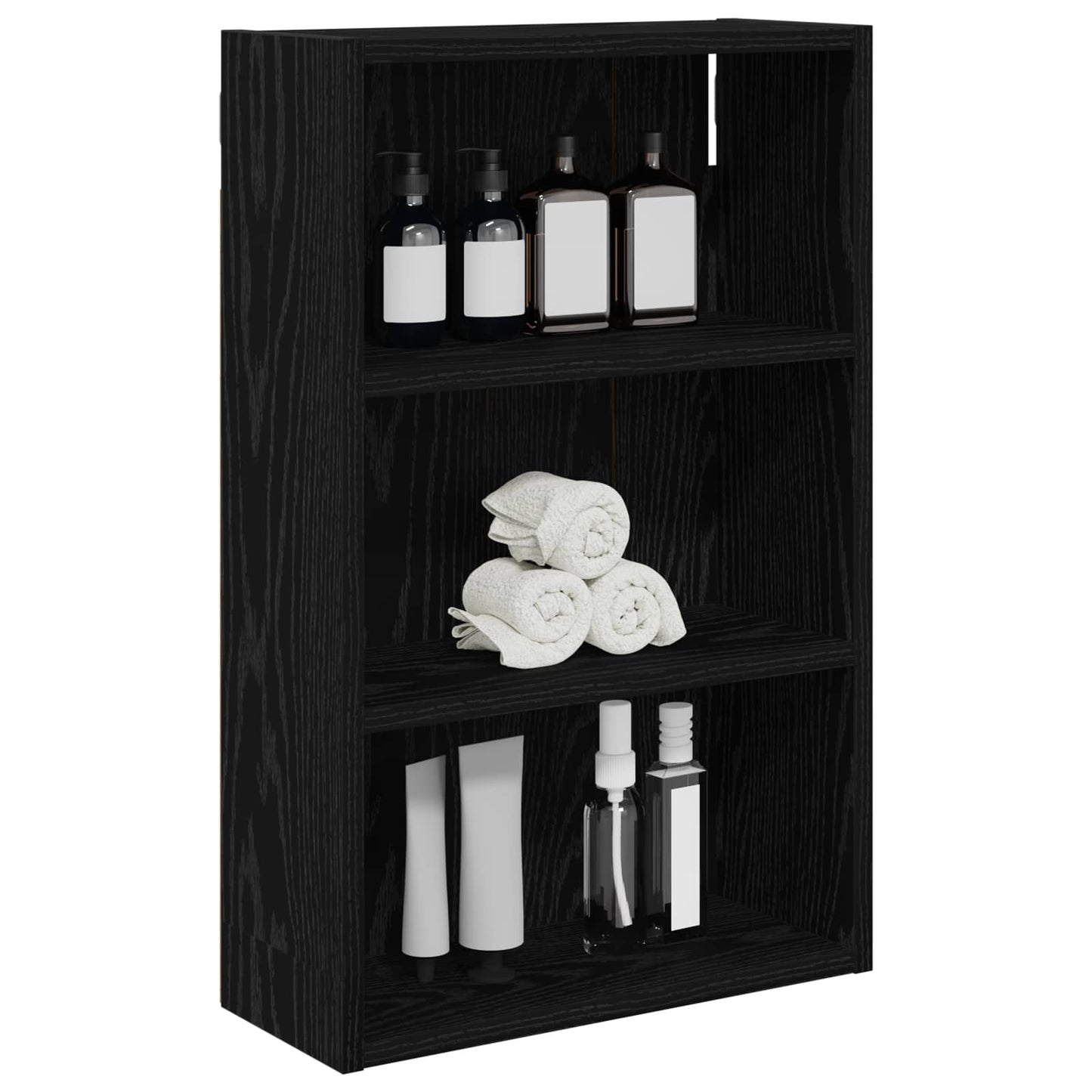 Bathroom Wall Cabinet with Shelf Black Oak 40 x 16 x 62.5 cm