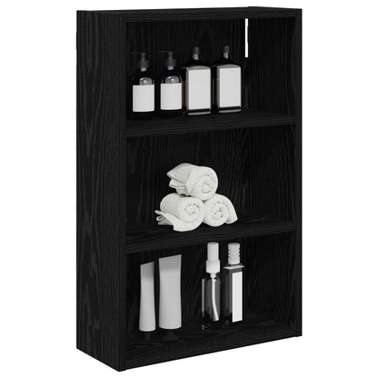 Bathroom Wall Cabinet with Shelf Black Oak 40 x 16 x 62.5 cm