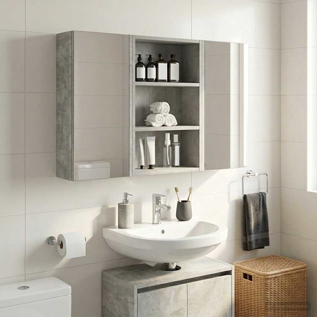 Bathroom Wall Cabinet Concrete Grey 40 x 16 x 62.5 cm
