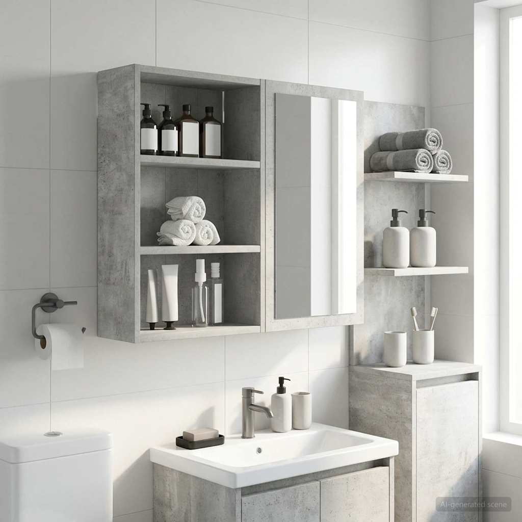 Bathroom Wall Cabinet Concrete Grey 40 x 16 x 62.5 cm