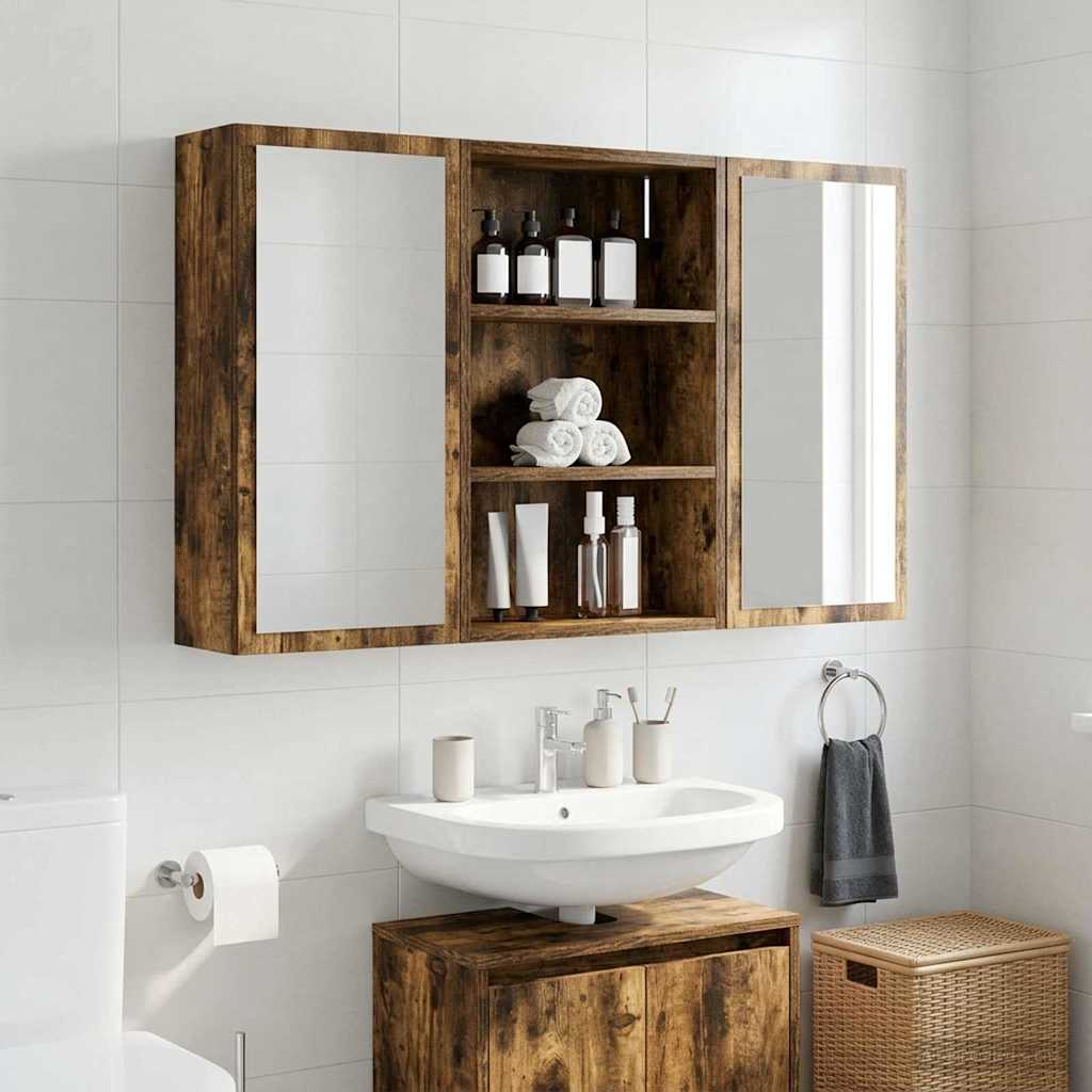 Bathroom Wall Cabinet with Shelf Smoked Oak 40 x 16 x 62.5 cm