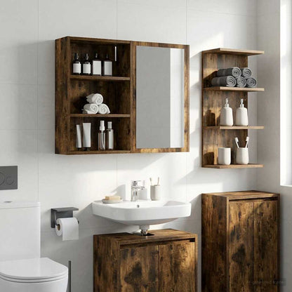 Bathroom Wall Cabinet with Shelf Smoked Oak 40 x 16 x 62.5 cm