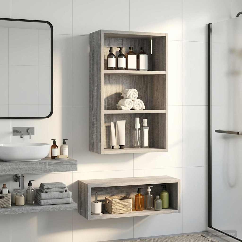 Bathroom Wall Cabinet with Shelf Grey Sonoma 40 x 16 x 62.5 cm