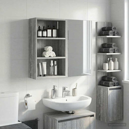 Bathroom Wall Cabinet with Shelf Grey Sonoma 40 x 16 x 62.5 cm