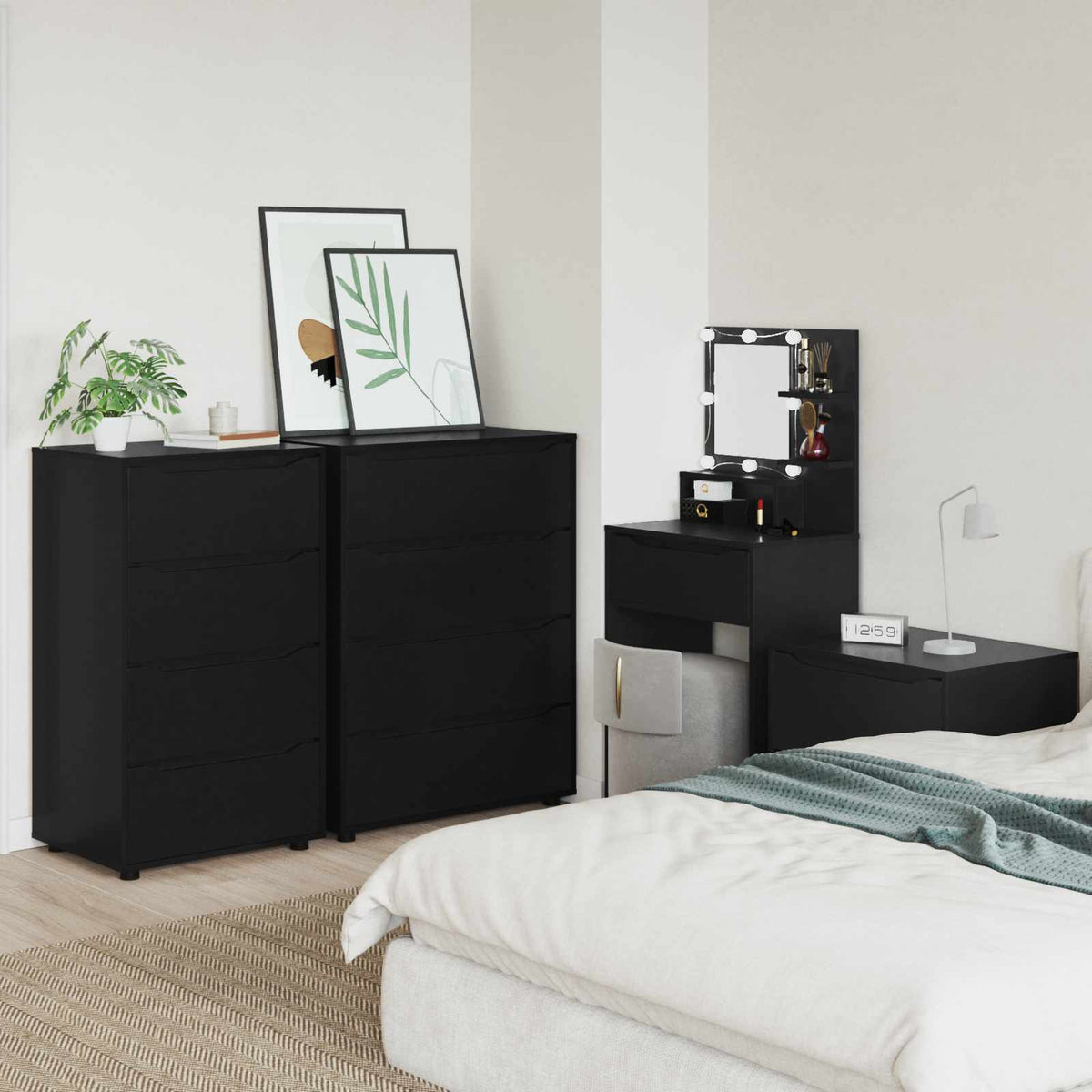 Storage Cabinets 60 x 48 x 105 cm Engineered Wood Black