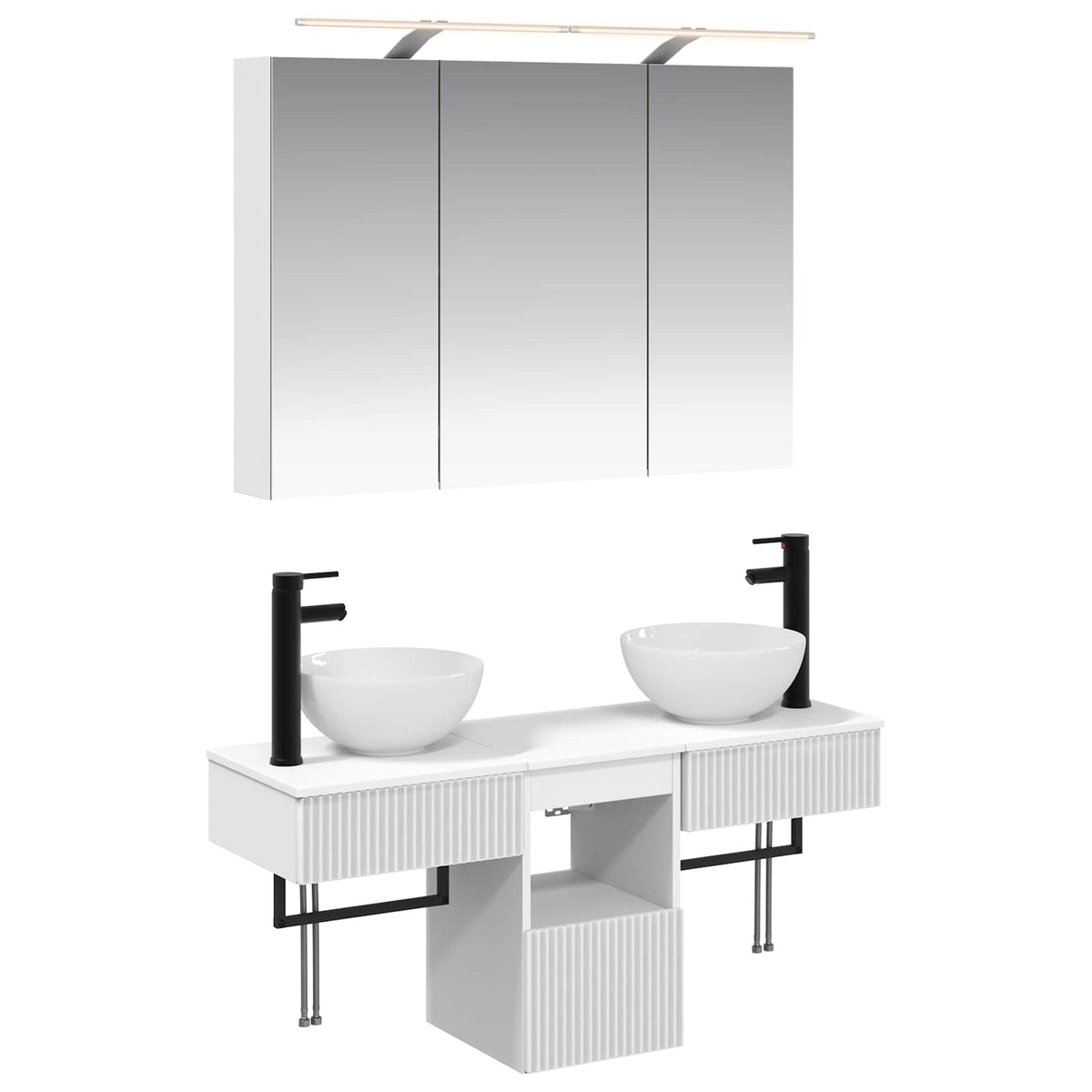 Bathroom Cabinet Set 4 pcs White Engineered Wood