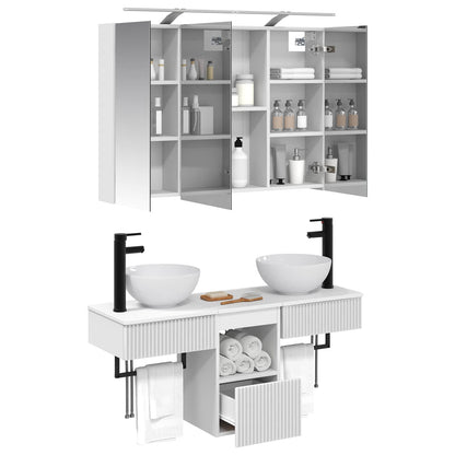 Bathroom Cabinet Set 4 pcs White Engineered Wood