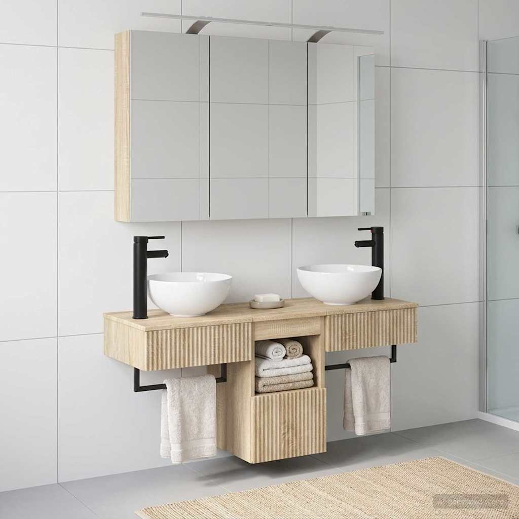 Bathroom Cabinet Set 4 pcs Sonoma Oak Engineered Wood