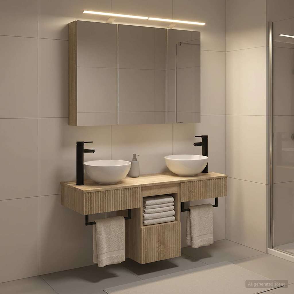 Bathroom Cabinet Set 4 pcs Sonoma Oak Engineered Wood
