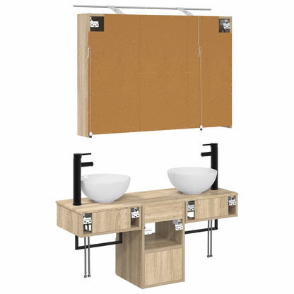 Bathroom Cabinet Set 4 pcs Sonoma Oak Engineered Wood