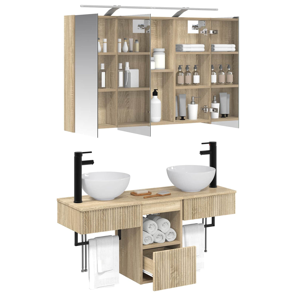 Bathroom Cabinet Set 4 pcs Sonoma Oak Engineered Wood