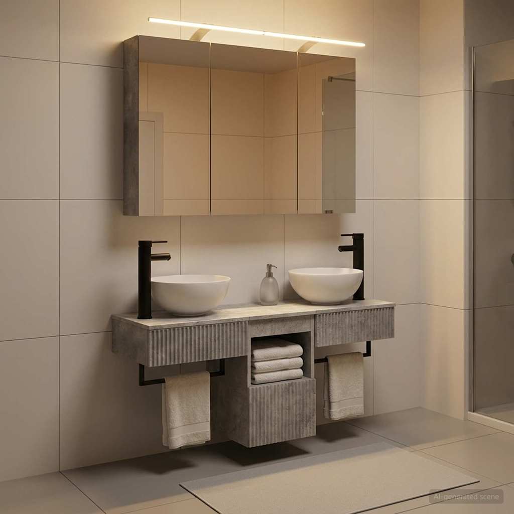 Bathroom Cabinet Set 4 pcs Concrete Grey Engineered Wood